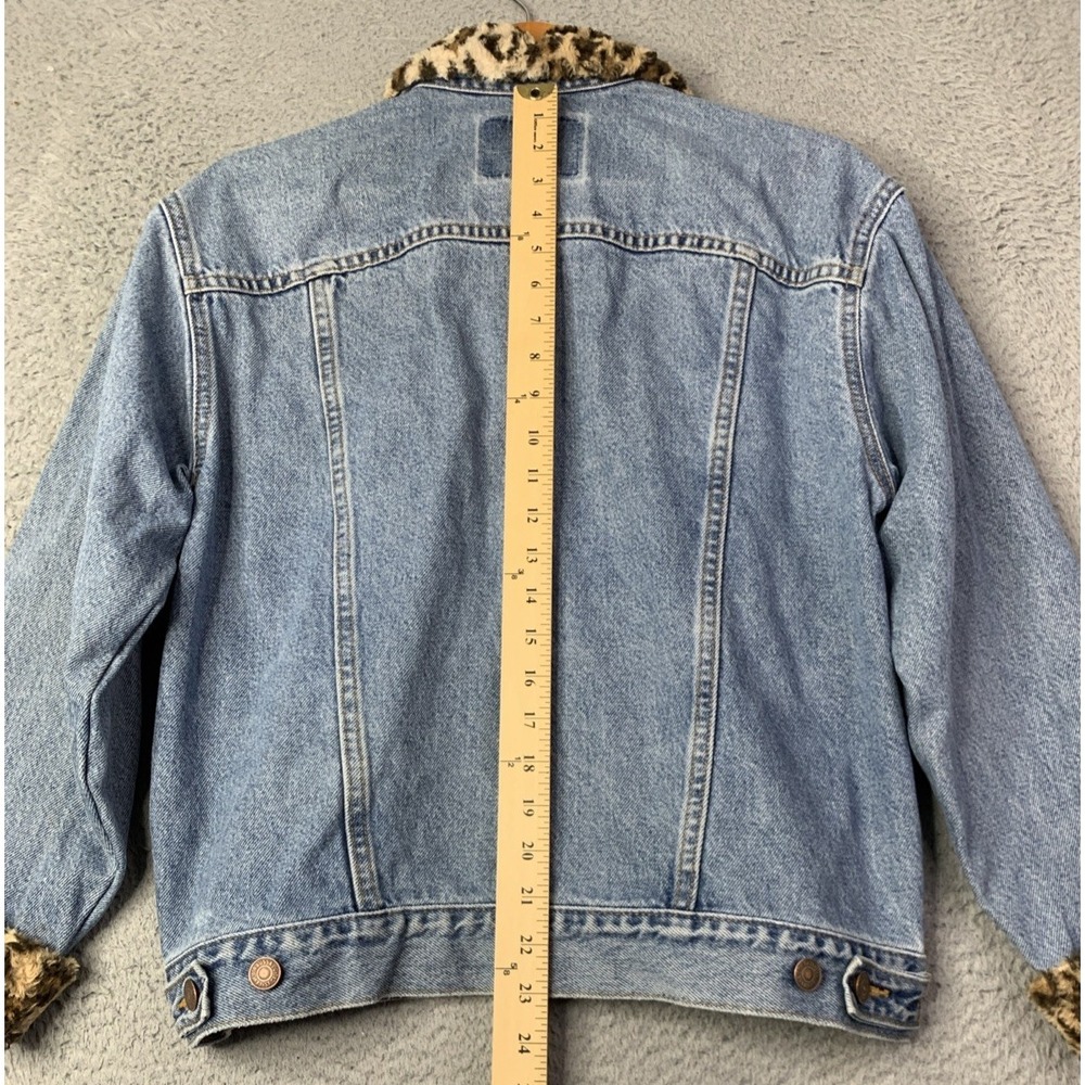 Reformation Levis Denim Jacket Womens Size Medium Collar and Cuffs Animal Print - Picture 6 of 16